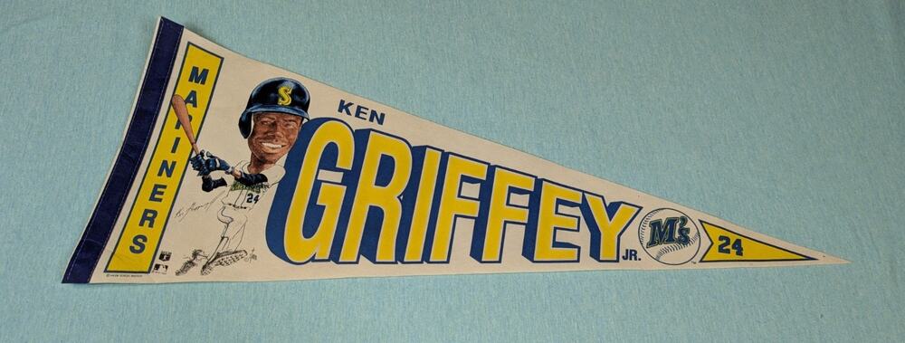 1989 MLB BASEBALL PENNANT KEN GRIFFEY JR. SEATTLE MARINERS Rookie #24 Felt